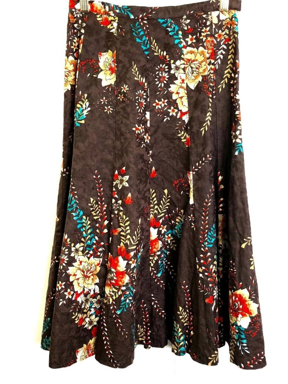 Coldwater Creek Women's Cotton A-Line Skirt‎ Size PL Floral Print Midi